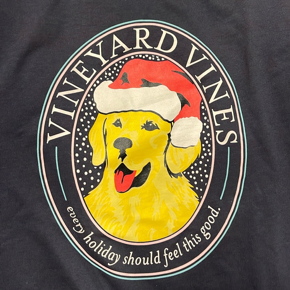 Vineyard Vines LS Christmas retriever shirt